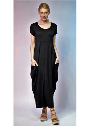 Φόρεμα μπαλούν με  τσέπες  Χρώμα: Μαύρο