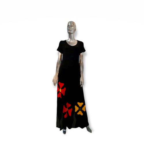 Φόρεμα maxi με απλικέ λουλούδια Χρώμα: Μαύρο,Χακί.