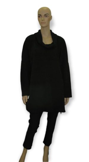 Μπλουζοφόρεμα πλεκτό με ξέχειλοτο γιακά. Χρώμα: Μπορντό,Μαύρο.