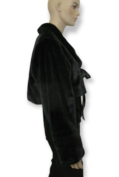 Μπολερό γούνινο,με σμοκιν και σατέν κορδέλα. Χρώμα: Mαύρο.