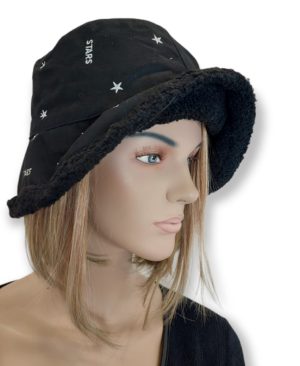Καπέλο γούνινο με αστέρια, Ντουμπλ – Φαστ . Χρώμα: Mαύρο,Μπέζ,Καμηλό.