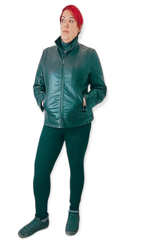 Leather-like jacket με εσωτερική ενίσχυση με γούνα. Χρώμα: Μαύρο.