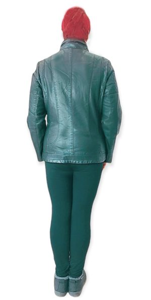 Leather-like jacket με εσωτερική ενίσχυση με γούνα. Χρώμα: Μαύρο.