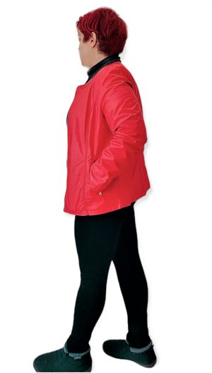 Leather-like jacket τύπου σανέλ. Χρώμα: Μπλέ,Κόκκινο.