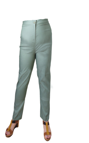 Παντελόνι απλό από ελαστική καμπαρντίνα. Χρώμα: Χακί, Λευκό.