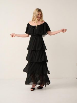 Φόρεμα maxi λάστιχο και βολάν -Ο903700-3