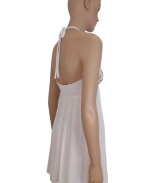Φόρεμα mini τιράντα  εξώπλατο με κέντημα χρυσού .Χρώμα: Λευκό με Χρυσό.