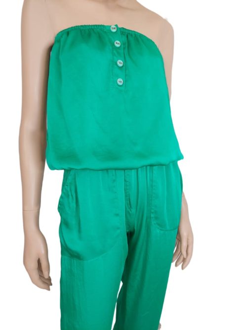 Φόρμα Σατέν στράπλες με κουμπία .Χρώμα: Πράσινο.