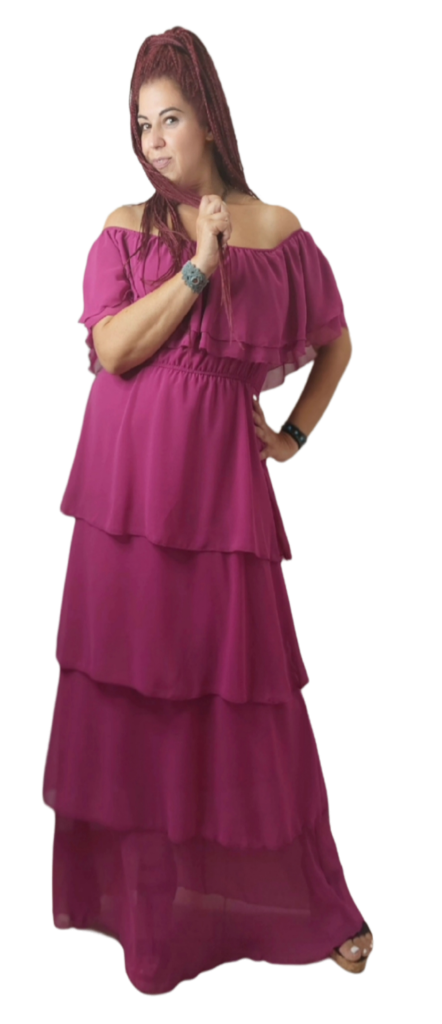 Φόρεμα maxi λάστιχο και βολάν -Ο903700-1
