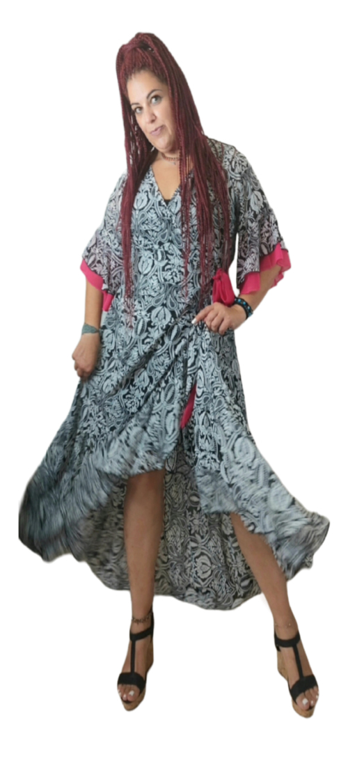 Φόρεμα Κοκτέιλ κρουαζέ,εμπριμέ -Ν203-1