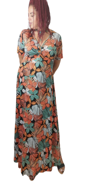 Φόρεμα maxi ,Floral βε με κόμπο-Τ320-1