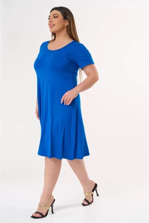 Φόρεμα midi με διαγώνια ραφή  στο στήθος. Χρώμα: Μαύρο,Μπλε,Ρουά,Ματζέντα .