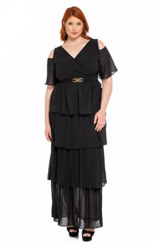 Φόρεμα maxi, κρουαζέ με βολάν -S10005-2