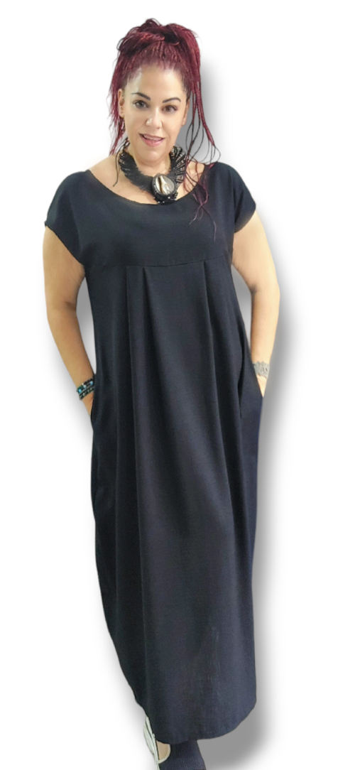 Φόρεμα μπαλού με τσέπες και μανίκια ζαπονέ. Χρώμα: Μαύρο, Χακί, Σκ.Μπλε.
