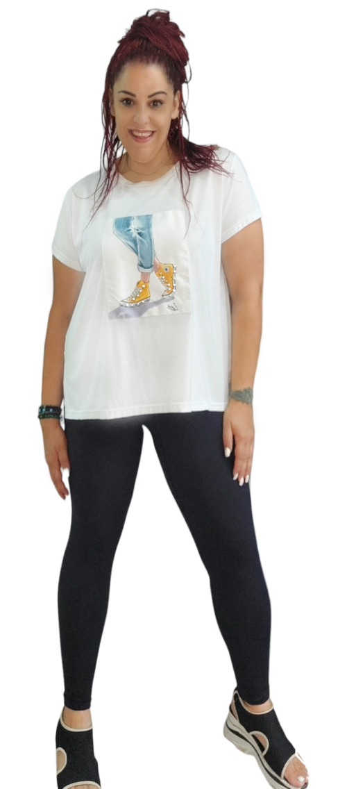 Μπλούζα T-shints με φωτογραφία ''Σταράκια με Στρας''. Χρώμα:  Λευκό.