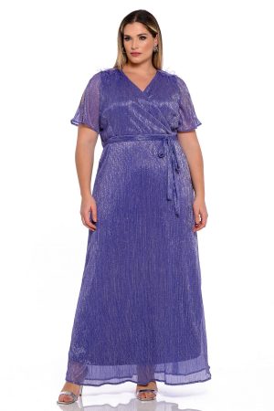 Φόρεμα maxi μεταλιζέ κρουαζέ με μαραμπού -S10396-1